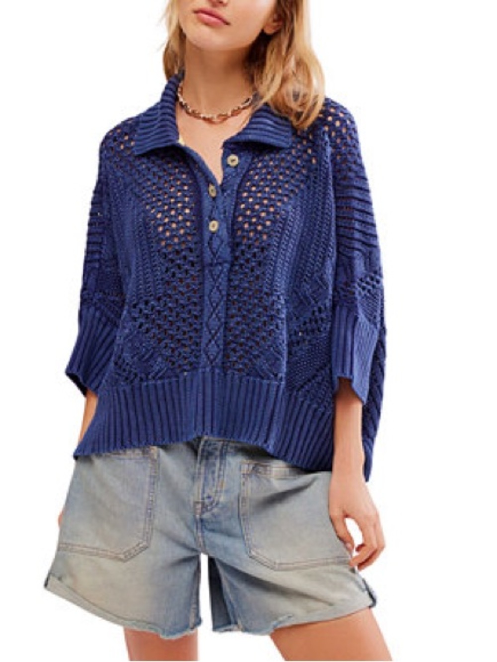 Free People | To the Point Polo | Midnight Rain | Small